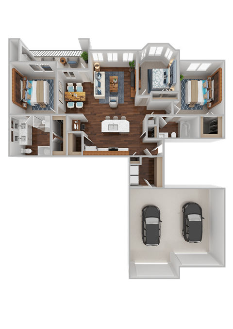 a 3d rendering of a floor plan of a house