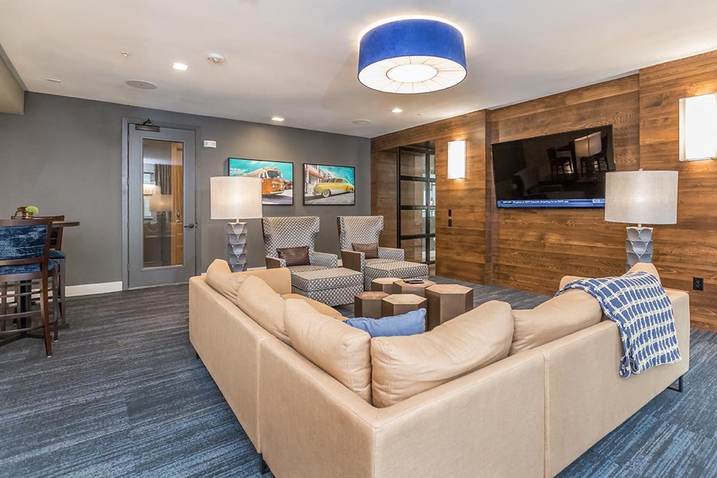 Modern clubhouse with cushy seating