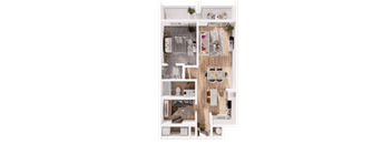 a floor plan of a house with a bedroom and a living room