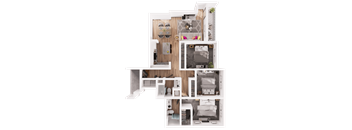 a floor plan of a house with a bedroom and a living room