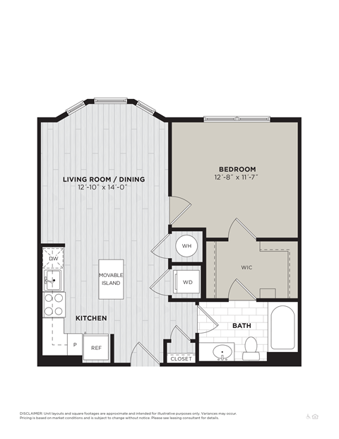 this floor plan is an approximation of the 1125 sq ft 1 bedroom