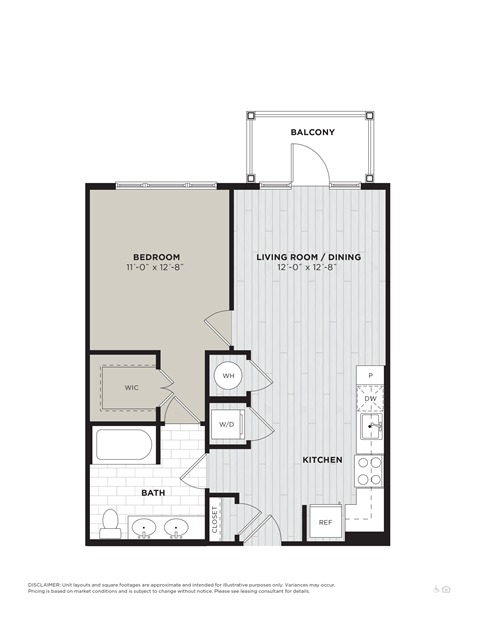 this floor plan is an approximation of our 1 bedroom floor plan