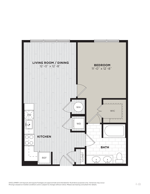 this floor plan is an approximation of our 1 bedroom floor plan