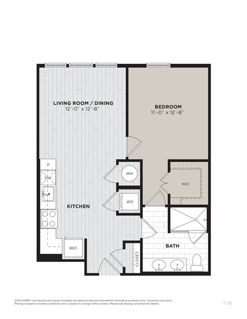 this floor plan is an approximation of our 1 bedroom floor plan