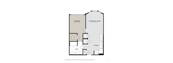 a floor plan of a 1 bedroom apartment