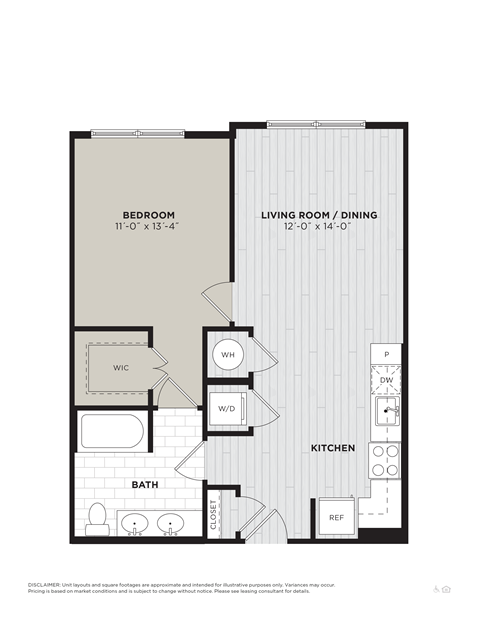 a floor plan of a 1 bedroom floor plan