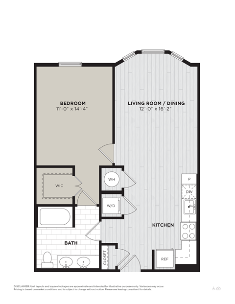 a floor plan of a 1 bedroom floor plan
