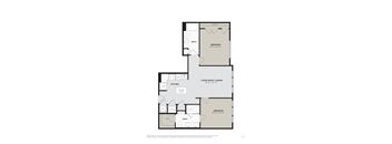 a two bedroom two bathroom 2D floorplan