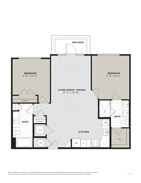 this floor plan is an approximation of our 1120 sq ft floor plan