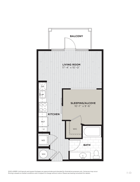 a floor plan of a 1 bedroom apartment