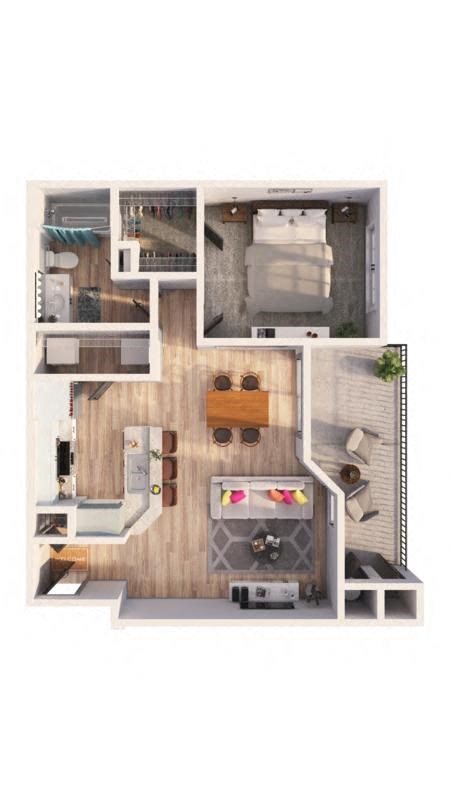 a floor plan of a house with a bedroom and a living room