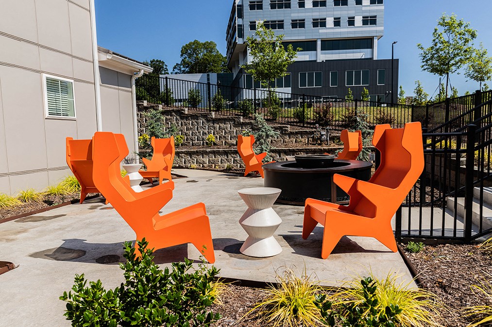 exterior seating and firepit area