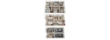 A set of four images showing different floor plans of a house.