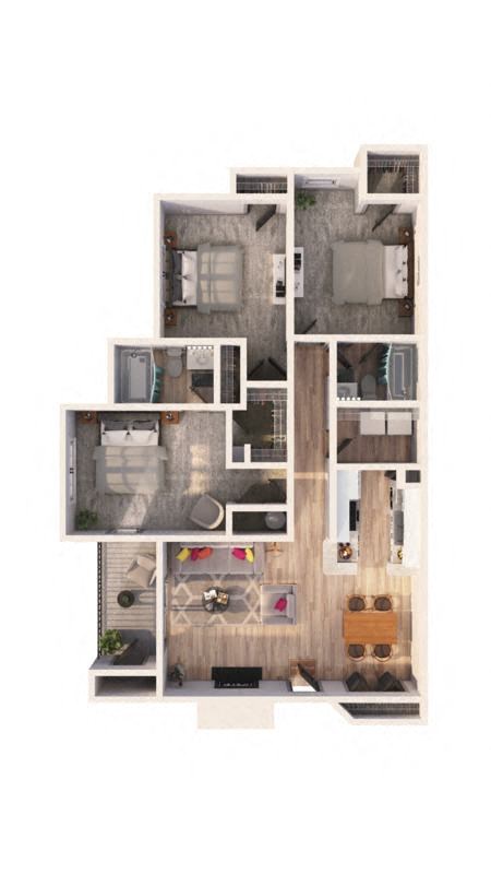 a 3d rendering of a 403 sq. ft. apartment
