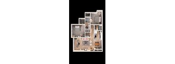 a furnished apartment with a kitchen and living room