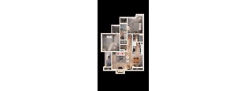 a furnished apartment with a kitchen and living room