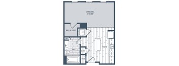 a blueprint of a floor plan of a studio apartment