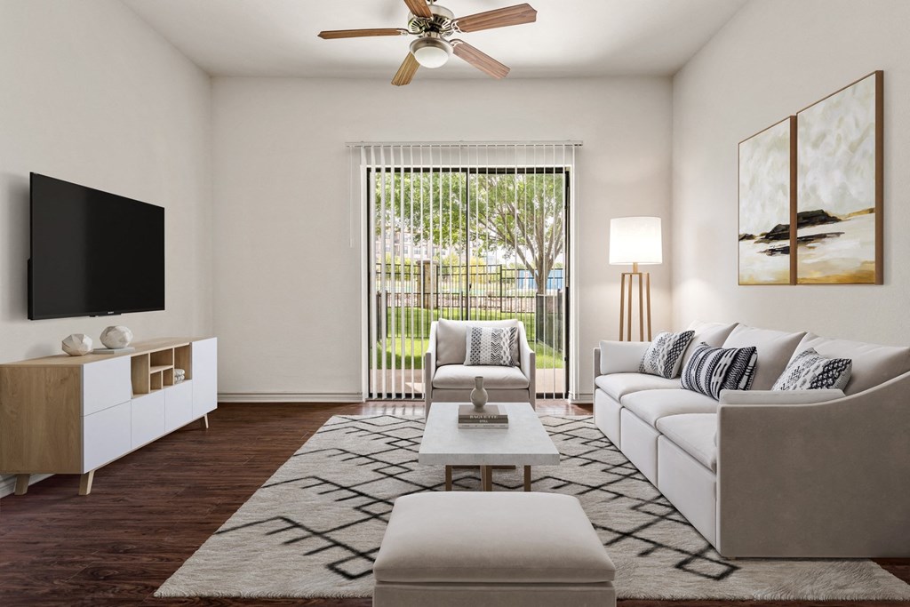 a living room with a couch and a coffee table