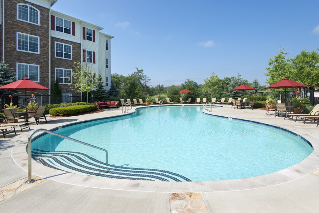 our resort style swimming pool is near our apartments at the district at highland village