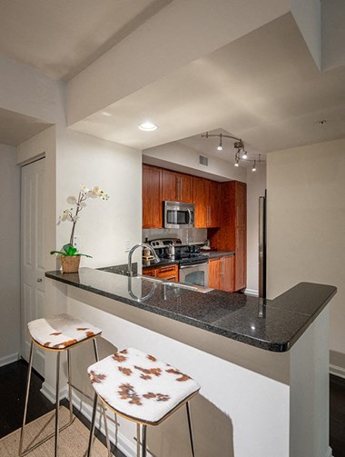 view of kitchen with bar