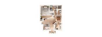 a floor plan of a home with a bedroom and living room