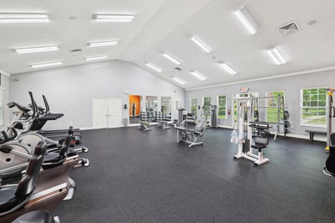 the gym is equipped with state of the art exercise equipment
