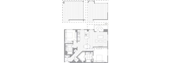 A floor plan of a house with a living room, dining room, kitchen, and bathrooms.
