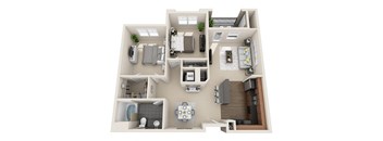 a bedroom floor plan with a bathroom and a living room