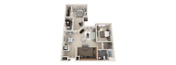 a floor plan of a studio apartment with a bedroom and a living room