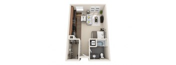 a bedroom floor plan with a bathroom and a closet