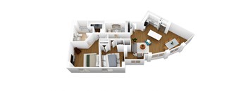 a1 floor plan  1 bedroom with 2 baths  129796