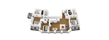 a 3d drawing of a floor plan of a house