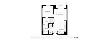 A black and white image of a floor plan for an apartment.