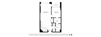 A black and white image of a floor plan for an apartment.