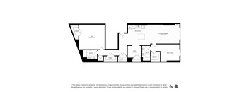 A black and white image of a floor plan for an apartment.
