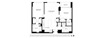 A black and white image of a floor plan for an apartment.
