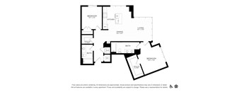 A black and white floor plan of an apartment.