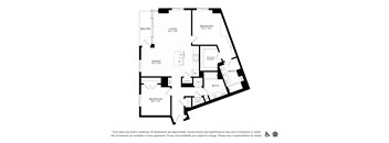 A black and white image of a floor plan for an apartment.