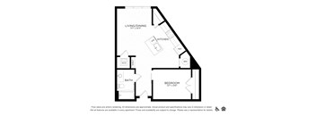 A black and white image of a floor plan for an apartment.