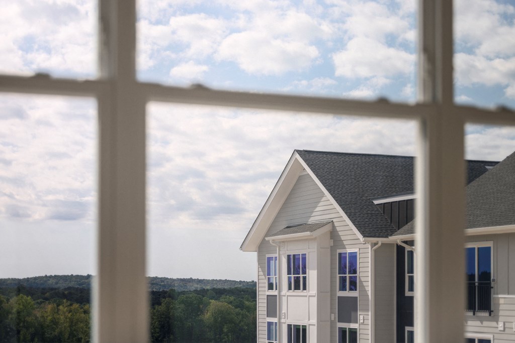 a view of a house through a window