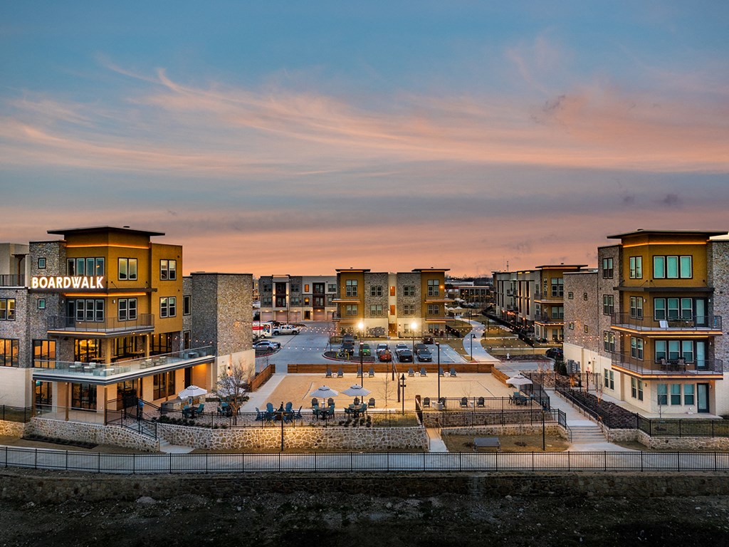 Boardwalk at Mercer Crossing Exterior at Sunset