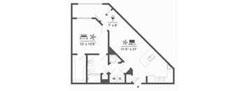 A1C 1 BD 1 Bath 815 sqft