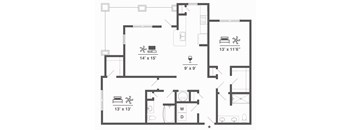 B2D 2 BD 2 Bath 1294 sqft