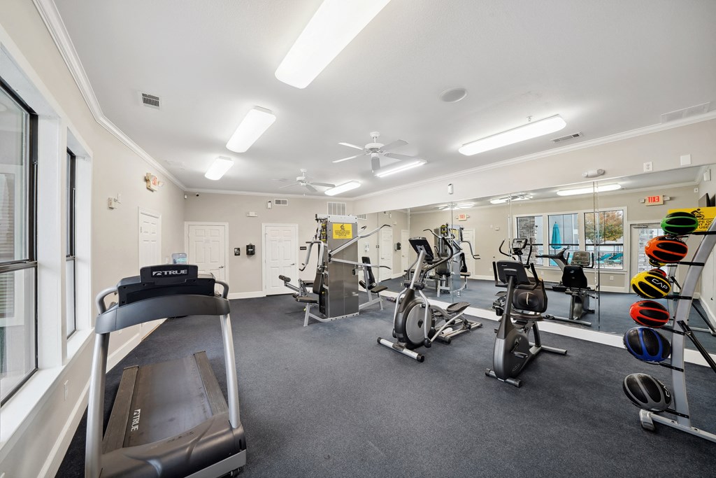 a gym with exercise equipment