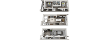 Three different floor plans of a house are shown.