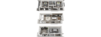 Three different floor plans of a house are shown.