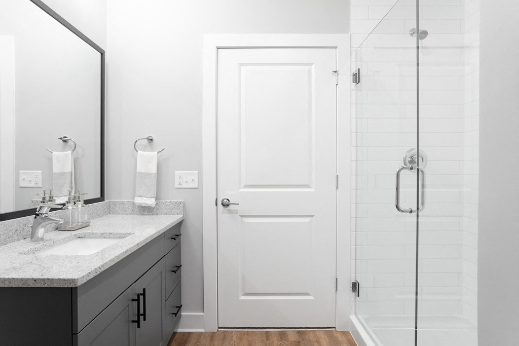 Large guest bathroom with walk-in shower