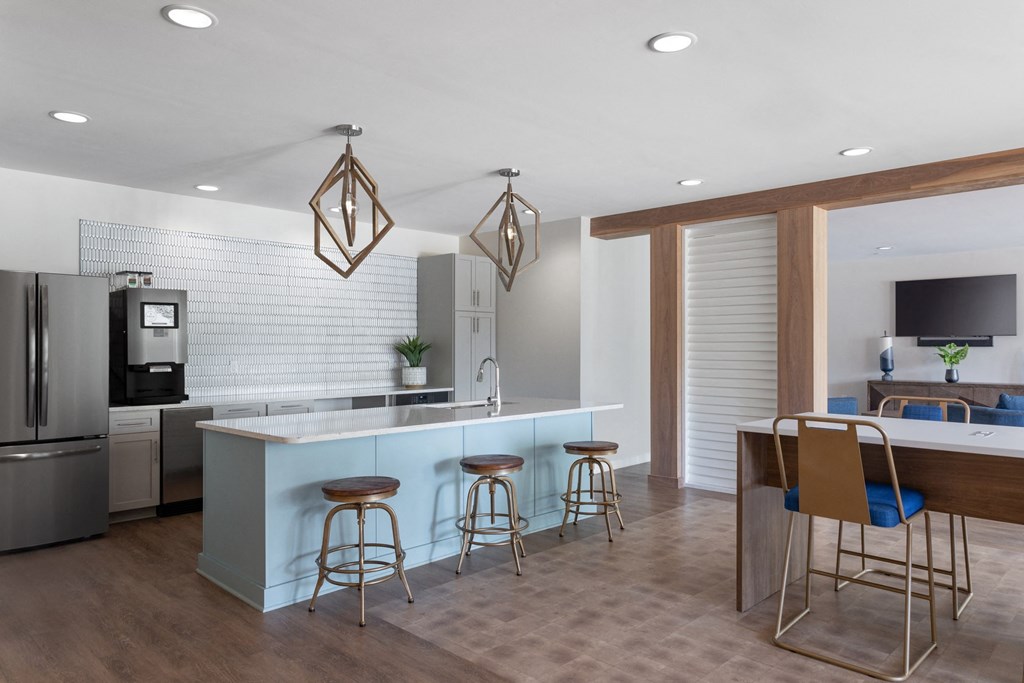 interior clubhouse resident kitchen and lounge
