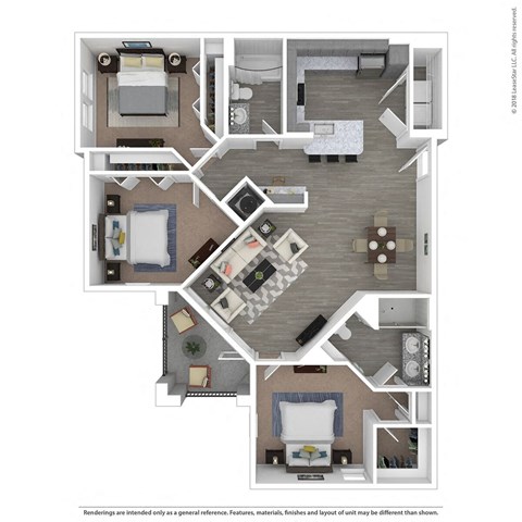 C2A Three Bed Two Bath Floor Plan at Integra Sunrise Parc, Kissimmee, Florida