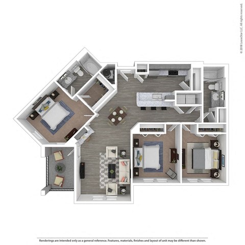 C2B Three Bed Two Bath Floor Plan at Integra Sunrise Parc, Florida